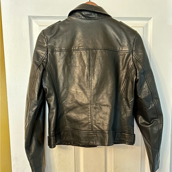 Women’s Real Leather Biker Jacket - size 10 - Picture 7 of 8